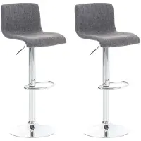 CLP Set van 2 barkrukken "Hover", bekleed met stof, in hoogte verstelbaar en draaibaar | Kleur: lichtgrijs, frame: chroom