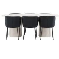Ebuy24 Narvik eethoek tafel 100x200cm en 6 stoelen beige, zwart.