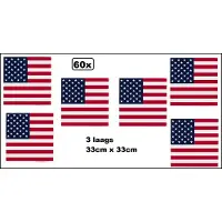 Wefiesta 60x Servetten USA 33cm x 33cm - 3 laags - Amerika Servet diner eten knoeien restaurant BBQ thema feest verjaardag feest