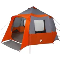 vidaXL Cabin Tent 12-Person 10-persoons Grijs en Oranje