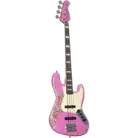 Fame Custom JB 4 Worn Shell Pink over Pink Paisley - Elektrische basgitaar