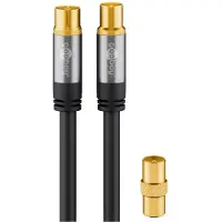 Pro IEC (m) - IEC (v/m) coaxkabel | recht | verguld | zwart | 1 meter