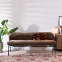 Livin24 Eetkamerbank Momo chenille mocha 155 cm