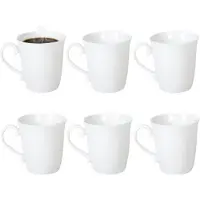 Gerimport Koffie / thee mok - sierlijk - 6x stuks - wit - 310 ml - mokken - keramiek
