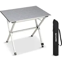 TRVLMORE Campingtafel - 80x58x71 cm - Lichtgewicht met Aluminium Frame - Vouwtafel Verstelbaar - Kampeertafel - Klaptafel - Zilver