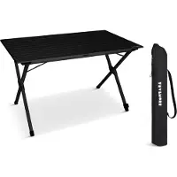 TRVLMORE Campingtafel - 120x70x70cm - Lichtgewicht met Aluminium Frame - Vouwtafel Verstelbaar - Kampeertafel - Klaptafel - Zwart