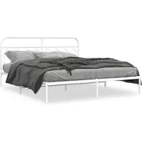 vidaXL Bedframe met hoofdbord metaal wit 183x213 cm