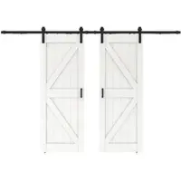 Inova complete dubbele schuifdeur hout - 155x206 - eiken wit - open systeem zwart - Softclose