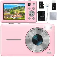 Siltcon Digitale Camera 4K 64MP – Dual Lens, 16x Zoom, 64GB SD – Roze