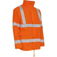 Elka Rainwear 026300R Dry Zone Visible PU Rain Jacket Hi-Vis with Reflective Stripes