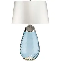 Elstead Lighting LED Tafellamp Lena - Blue | E27 60W 3000K 620Lm 830 | Blue-tinted Glass / Off-White Shade
