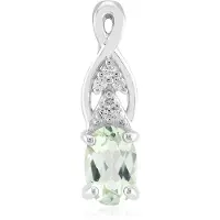 Cavill - Zilveren Hanger Amblygoniet 0 38 ct uit Brazilië - 925 Sterling Zilver Gerhodineerd - 6 Zirkonen 0 04 ct - Elegant & Tijdloos