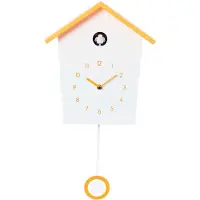 Mira Koekoeksklok Modern - Wandklok - Klok - Inclusief Gewichtsketting - Wit/Oranje - ‎27cm x 4cm x 47cm