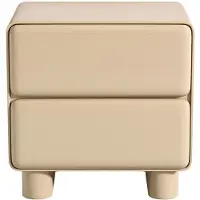 Vente-unique Nachtkastje met 2 laden – MDF – Beige gelakt - AUNELA