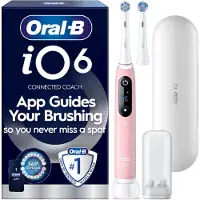 Oral-B - iO6 Electric Toothbrush - Pink - 2 Brush Heads, Premium Travel Case