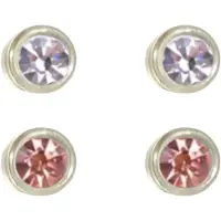 Charme Bijoux 2 Paar oorbellen allergievrij Kendra Wit en Roze 4 mm
