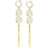 Charme Bijoux Klem oorbellen -Goudkleur -lang Maze 16 cm- geen gaatje-