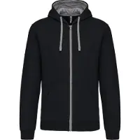 Kariban K466 Herensweater met rits en capuchon in contrasterende kleur