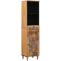 vidaXL Badkamerkast Naturel 38 x 33 x 160 cm Massief Mango Hout