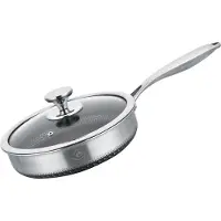ROYAL SWISS Koekenpan 28 cm met glazen deksel – roestvrij staal, geschikt voor inductie