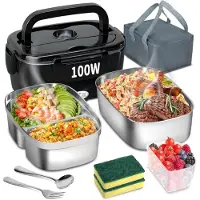 Mira Elektrische Lunchbox - Lunchbox Elektrisch - Broodtrommel Elektrisch - 3 in 1 - 1.5L- Zwart - 26cm x 19cm x 14cm