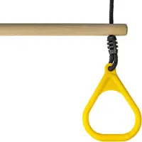 Buitenspeelgoed Keupink Houten Ringtrapeze met Kunststof Ringen Geel - BR touw zwart