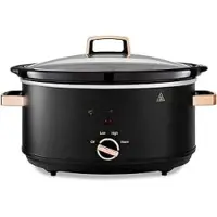 Mira Slowcooker met Timer - Crockpot - Stoompot - Inclusief Warmhoudfunctie - 6.5 Liter - Zwart en Roségoud -‎30cm x 42cm x 26cm