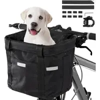 Mira Fietsmand Hond – Hondenmand Fiets Met Reflecterende Rand – Fietsmand Hond Voorop Waterdicht – Zwart - 34cm x 24cm x 30cm