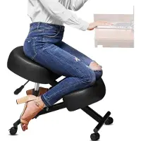 Mira Kniestoel Ergonomisch – Verstelbare Balansstoel – Rug Corrector - Zwart - ‎57cm x 47cm x 72cm