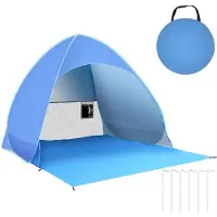 Mira Strandtent uv Bescherming - Strandtent Baby Pop Up – Strandtentje Extra Licht - Blauw - ‎ 165cm x 150cm x 115cm