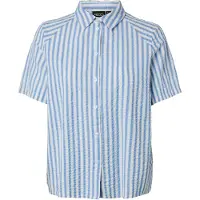 Pieces Blouse 'PCStinna' lichtblauw / wit