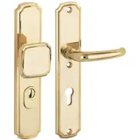 Artitec SKG3 PC72 knop/kruk op schild Halfsabel/Art-Nouveau rechts + kerntrekbeveiliging messing ongelakt