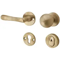 Artitec SKG3 knop/kruk op rozet Linea links + kerntrekbeveiliging messing antiek