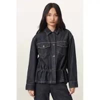 AllSaints Denby Peplum Trucker Raw Indigo Blue Maat: 4 | Spijkerjassen Outlet | Dames | Blauw