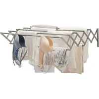 Mira Wanddroogrek –Wasrek Goed voor 5.6 Meter Wasgoed – Uitschuifbaar Droogrek - Zilver- ‎59cm x 80cm x 19 cm
