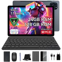 Blackview KINGRID T90 Tablet - Gemini AI - 24GB RAM - 128GB ROM - Met Smartwatch - Toetsenbord - Android 16 - 8000mAh - Octa Core T615 - 5G WiFi - Widevine L1 - GPS - Grijs