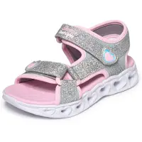 SKECHERS Sandalen 'HEART LIGHTS' grijs / rosa / zilver