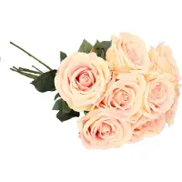 Top Art Kunstbloemen boeket roos Nova - 8x - lichtroze - 75 cm - kunststof steel - decoratie bloemen