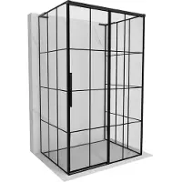 Mexen Rox-3S L douchecabine 3-zijdig schuifbaar rechts 90 x 80 , zwart raster, zwart - 8C2L-090-080-70-77-3S-P