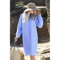 Ringella Zomers katoenen doorknoopnachthemd blauw | Maat 48
