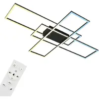 B.K.Licht BRILONER - Plafonniére - dimbaar plafondlamp - met afstandsbediening - met geheugenfunctie - met nachtlichtfunctie - met CCT - 104 x 71 x 9,5 cm - zwart