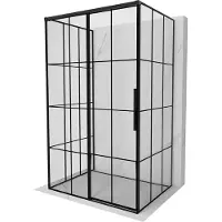 Mexen Rox-3S 3-wandige schuif douchecabine links 115 x 75 , zwart raster, zwart - 8C2-115-075-70-77-3S-L
