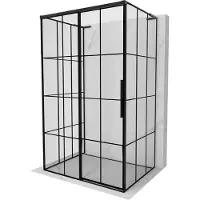 Mexen Rox-3S L 3-zijdige douchecabine schuifdeur links 125 x 90 , zwart raster, zwart - 8C2L-125-090-70-77-3S-L