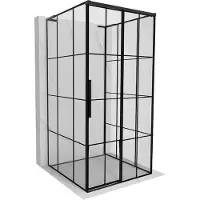 Mexen Rox-3S L douchecabine 3-zijdig verschuifbare rechterkant 100 x 100 , zwart raster, zwart - 8C2L-100-100-70-77-3S-P