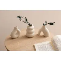 Atmosphera Iora Keramische Vazen - Set van 3 stuks - Beige