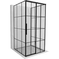 Mexen Rox-3S douchecabine 3-zijdig schuifbaar rechts 95 x 95 , zwart rooster, zwart - 8C2-095-095-70-77-3S-P