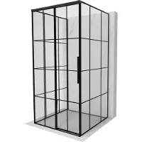 Mexen Rox-3S driezijdige douchecabine, schuifdeur links 120 x 120 , zwart raster, zwart - 8C2-120-120-70-77-3S-L