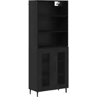 vidaXL Highboard 2 st Zwart Eiken 69,5 x 32,5 x 180 cm Bewerkt hout