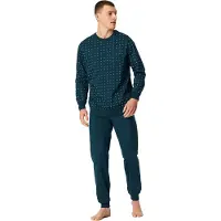 Schiesser groen lange pyjama normale fit met print