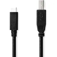 Nedis USB-C - USB-B kabel | USB2.0 | tot 2A | zwart | 2 meter